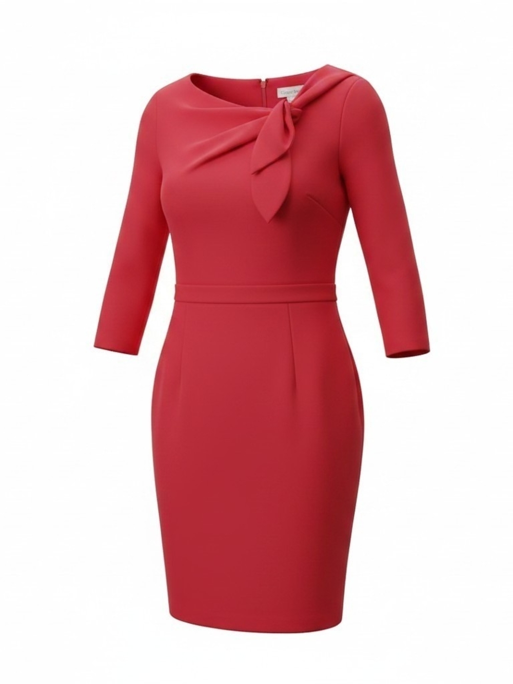 Calvin Klein Coral-Red Sheath Dress with Neck Bow - Size 6